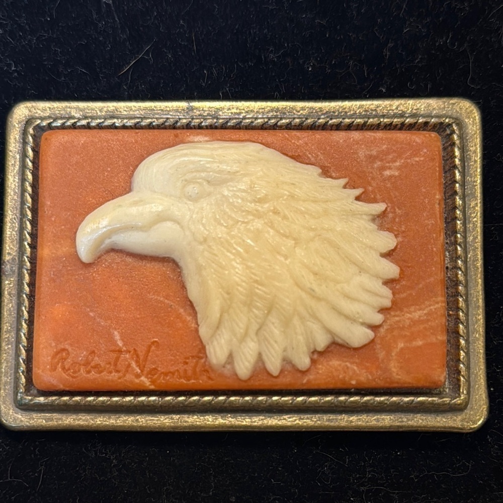 Vintage Robert Nemith Eagle Cameo Belt Soapstone Buckle